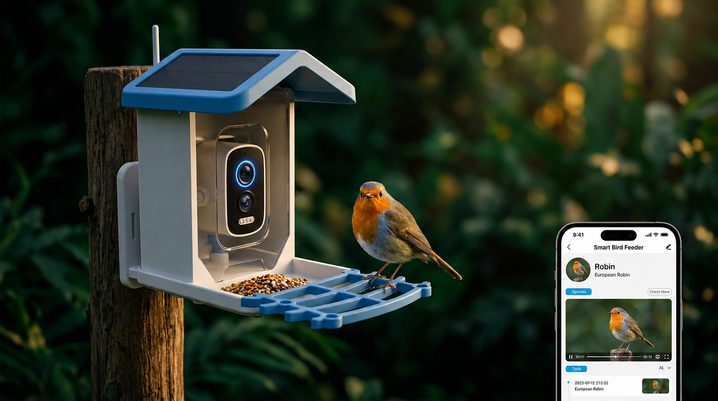 Nestavio Smart Bird Feeder — Caméra IA 4MP Solaire
